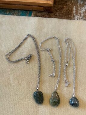 Handmade Stone Pendant Necklaces, set of 3